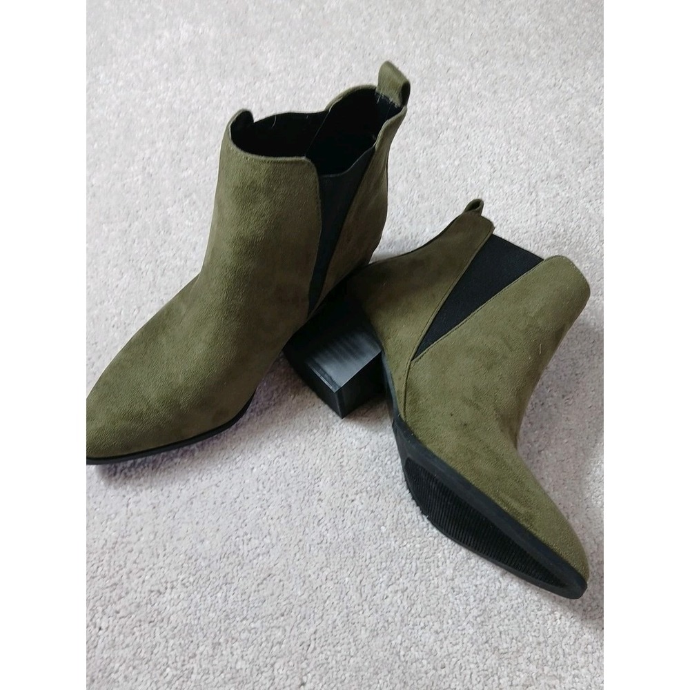Charlotte Russe Emma Olive Green Ankle Boot Women's Size 8 Nwot 2" Heel